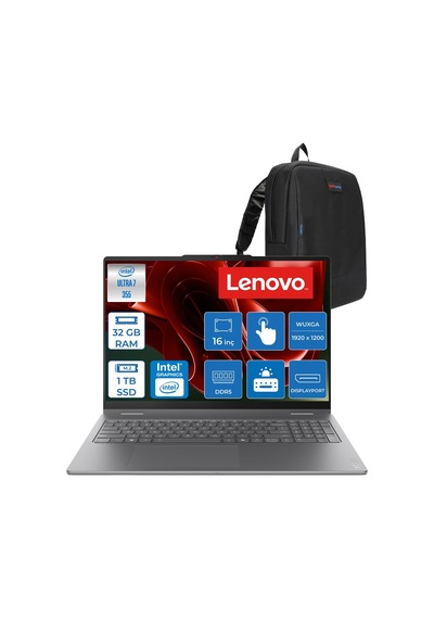 Lenovo Yoga 7i 2-in-1 16IPH11 83TE003GTRF03 Ultra 7 355 32 GB 1 TB SSD Touch 16" Free Dos Dizüstü Bilgisayar + Çanta