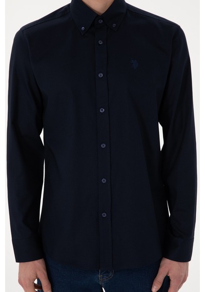 U.S. Polo Assn. U.s. Polo Assn. %100 Pamuk Uzun Kol Slim Fit Gömlek 2083199 Lacivert