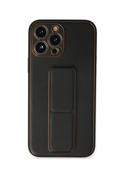 Newface Apple iPhone Uyumlu 13 Pro Kılıf Coco Deri Standlı Kapak - Siyah