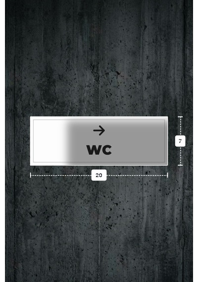 Wc Yazılı - Metal - Beyaz Renk - Kapı İsimliği - 20x7 Cm