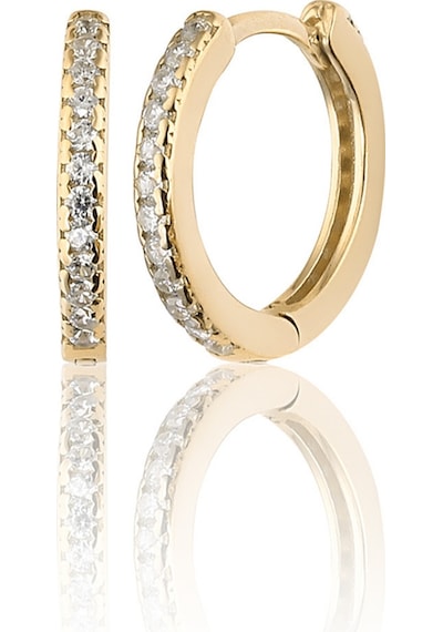 Zanaatsilver 925 Ayar Gümüş 14k Altın Kaplama Halka Küpe 14  MM