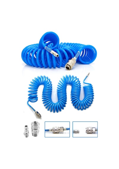 Profesyonel Spiral Hava Hortumu 8 MM 15 Metre Jaklı