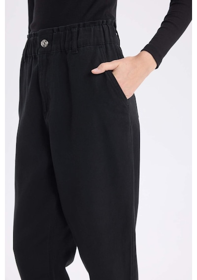 Defacto Paperbag Gabardin Kumaş Pantolon Cepli Standart Paça Gabardin Pantolon S2790az25spbk81 Siyah