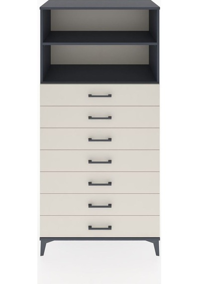 Hyperion Dolap 2 Raflı 7 Çekmeceli 88x44x182 Antrasit-aytaşı Antrasit