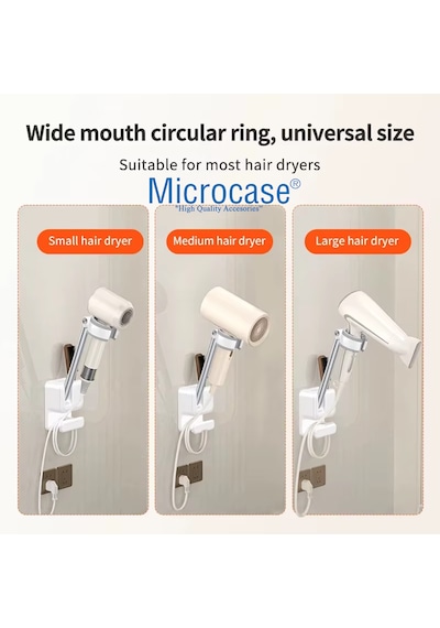 Microcase Yapışkanlı Monte Ayarlanabilir Saç Kurutma Fön Makinası Askılığı Al5454 Siyah
