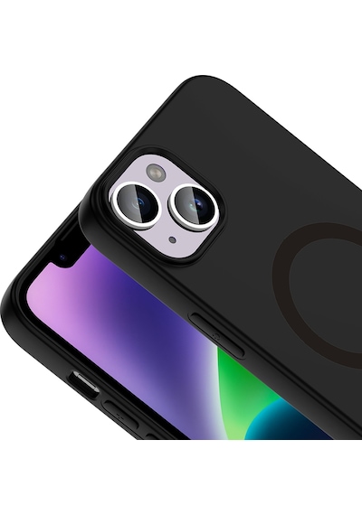 Apple iPhone Uyumlu 14 Kılıf M-safe Şarj Özellikli Zore Aris Silikon Kapak - Siyah