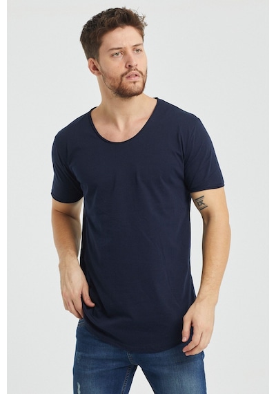Tarz Cool Erkek Bisiklet Yaka T-shirt Lacivert