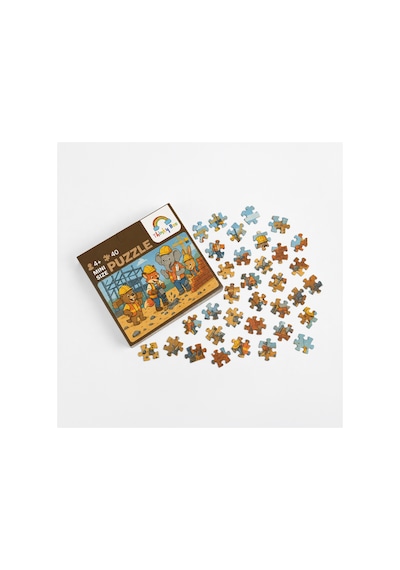 İnşaat Ekibi Mini Puzzle 40 Parça 3-7 Yaş Eğitici Çocuk Puzzle Yapboz