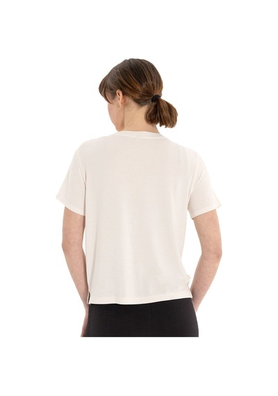 Inguz Modal Bisiklet Yaka Basic Yoga T-shirt Ekru