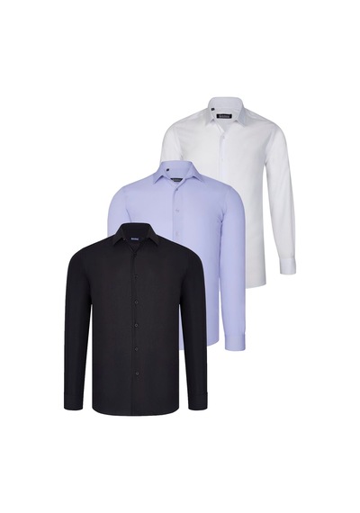 Üçlü Set G726 Dewberry Gömlek-siyah-beyaz-lila Siyah-beyaz-lila