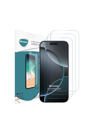 Microsonic Apple Uyumlu iPhone 17 Pro Max Screen Protector Nano Glass Cam Ekran Koruyucu 3 Lü Paket