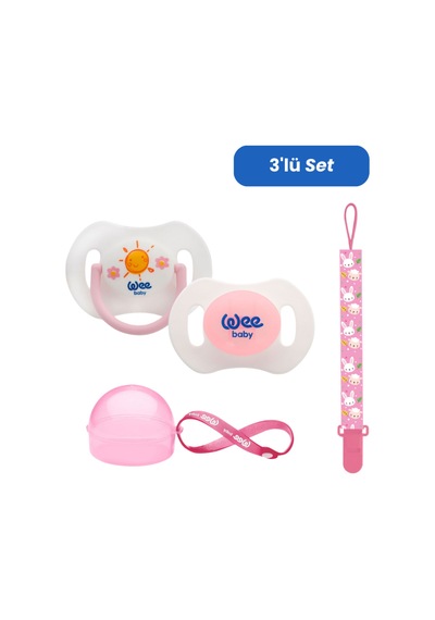Wee Baby 2'li Gece Gündüz Emzik No:1 Kutu ve Band Seti Pembe