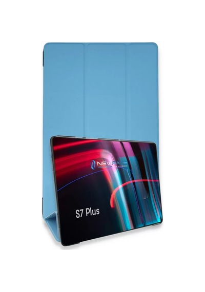 Samsung Galaxy T970 Tab S7 Plus 12.4 Kılıf Tablet Smart Kılıf - Mavi Arka Kapak