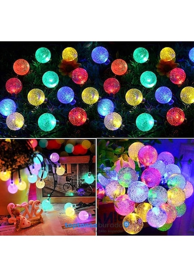 Technosmart 50 Ledli Rgb Işık 8 Modlu Solar Kristal Top Bahçe Aydınlatma Dekorasyon Güneş Enerjili