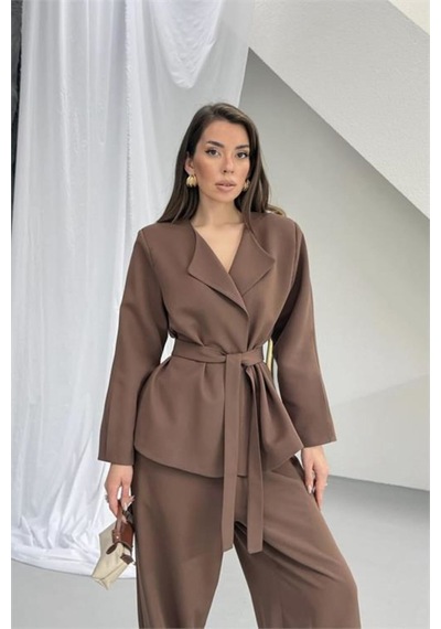Neşeli Butik Kadın Kahverengi Kuşak Detaylı Oversize Şalvar Pantolon Blazer Ceket Takım Nbnp023 Neşeli Butik Kadın Kahverengi Kuşak Detaylı Oversize Şalvar Pantolon Blazer Ceket Takım Nbnp023