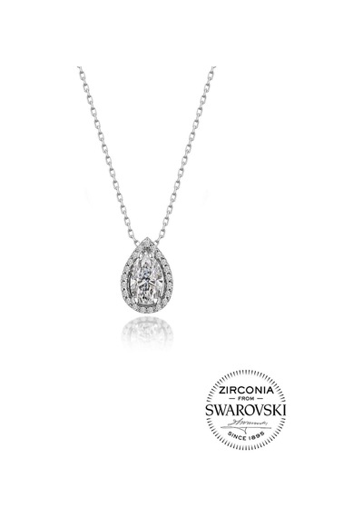 Pigado 925 Ayar Gümüş Swarovski Taşlı Kadın Damla Model Kolye