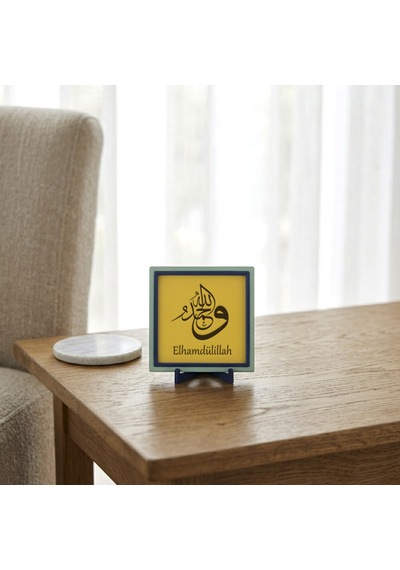 Elhamdülillah Temalı Modern Masaüstü Aksesuarı, Minimalist Ve Anlamlı Dekorasyon 10x10 Cm