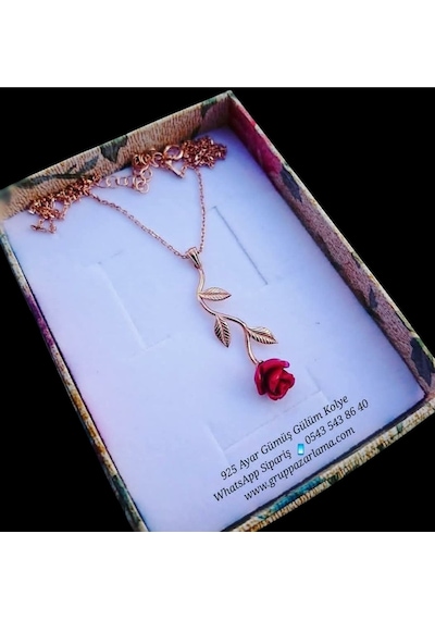 Modahilye 925 Ayar Gümüş Gül Rose Gold Renk Kolye Rose Gold