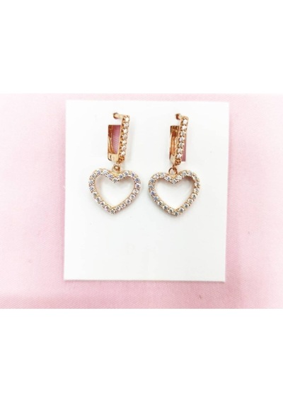 Oriental Kuyumculuk Jewellery Rose Gümüş Kalp Küpe Rose
