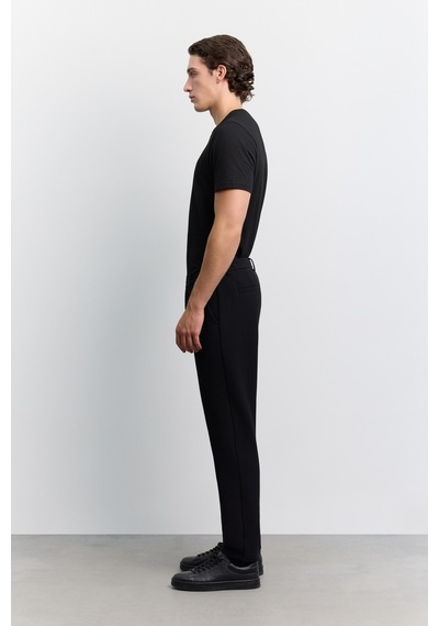 Avva Erkek Siyah Yanı Lastikli Gofreli Elastan Slim Fit Pantolon A62y3080