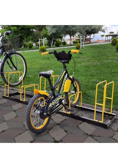 Bisiklet Park Alanı Apartman Bisiklet Park Yeri Metal 5'li Sarı - Siyah