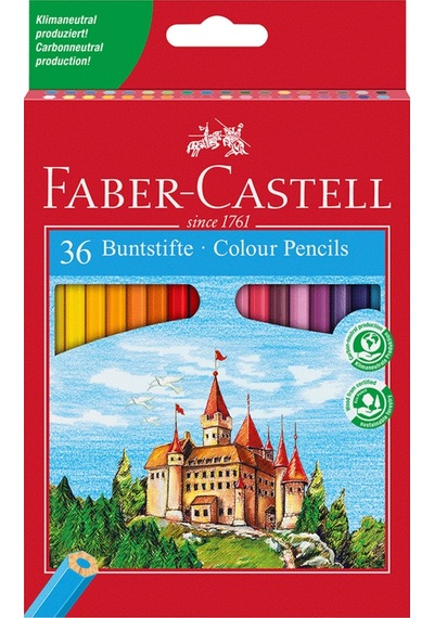 Faber-Castell 36 Renk Kuru Boya Kalemi,Parlak Renkler, Dayanıklı Uçlar, Ergonomik Tasarım