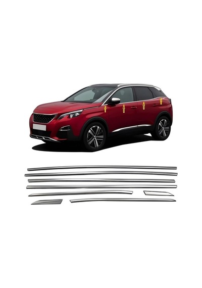 Peugeot 3008 2 2016-2024 Cam Çıtası Krom 8 Parça P.çelik