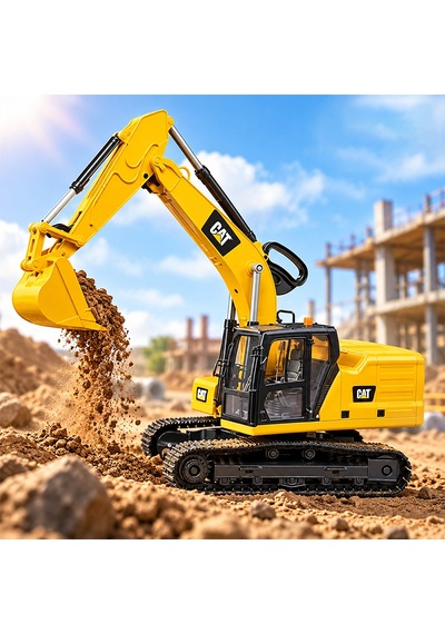 Büyük Boy Paletli Oyuncak Ekskavatör Hareketli Kepçeli Caterpillar İnşaat Aracı
