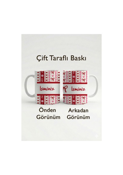Kişiselleştirilebilir İsme Özel Beyaz Kupa Bardak - Kalp Ve Kurdele Tasarımlı Hediyelik 330 Ml Çok Renkli - 876073679 Çok Renkli - 876073679 Çok Renkli
