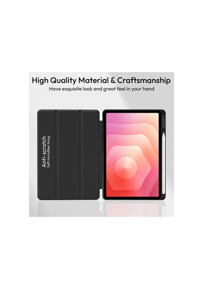 Samsung Galaxy Tab S11 Ultra Sm-x930 14.6 İnç Kılıf Kalem Bölmeli Standlı Silikon Smart Cover Kapaklı Kılıf