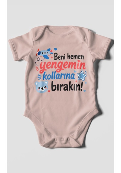 Morivokids Yengeye Özel Kısa Kollu Bebek Body %100 Pamuk Zbn150-kk Pastel Pembe