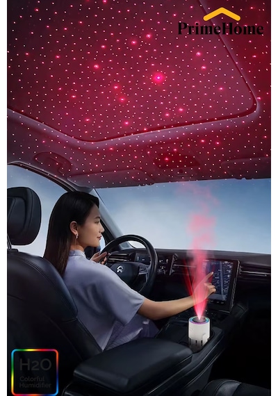 H2o Nemlendirici Buhar Makinası Hava Ultrasonik Kırmızı Ambiyanslı Beyaz 360 Derece