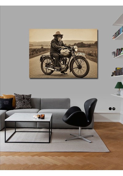 Kanvas Tablo Eski Zamanlardan Motosikletçi