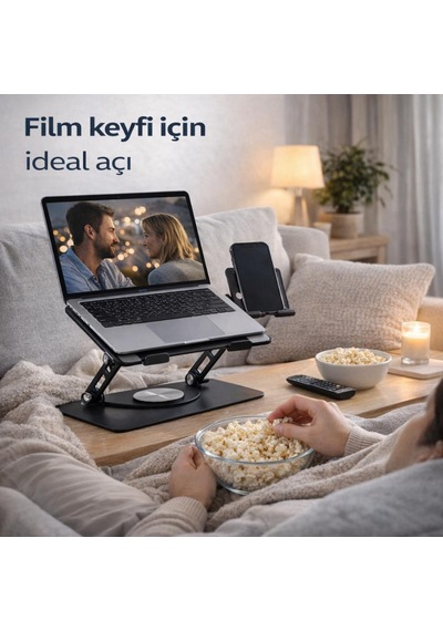 Coofbe 2in1 Yükseklik Ayarlı 360 Döner Alüminyum Laptop Standı Laptop Sehpası Ve Telefon Standı