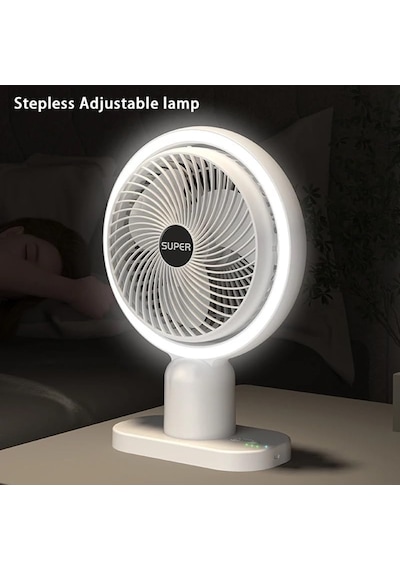 Hp-f01 Işıklı Vantilatör Usb Şarjlı Masaüstü Mini Fan 3 Kademeli Hız Ayarlı Kompakt Gövde Led Işık