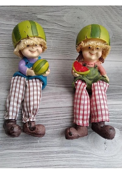 Ayakları Sallanan Karpuz Kafalar Biblo Dekoratif Obje Hediyelik Ürün Vitrin Süsü Ev Hediyesi 15 Cm.