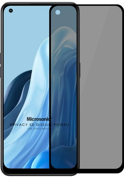Microsonic Oppo Reno 7 4g Privacy 5d Gizlilik Filtreli Cam Ekran Koruyucu Siyah