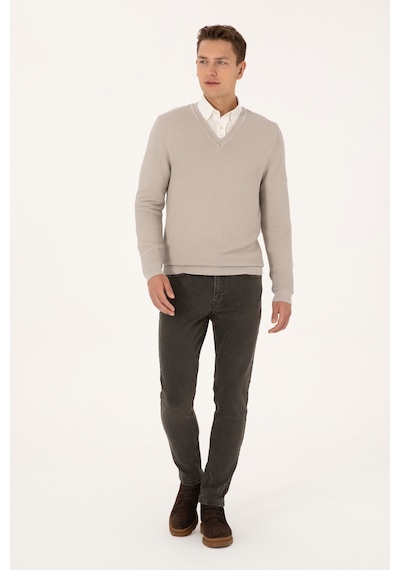U.S. Polo Assn. Erkek Regular Fit V Yaka Taş Kazak 50315028-VR049