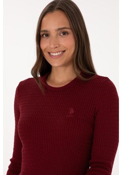 U.s Polo Assn U.s. Polo Assn. G082sz0tk-2226393 Slim Kadın Triko Kazak Bordo
