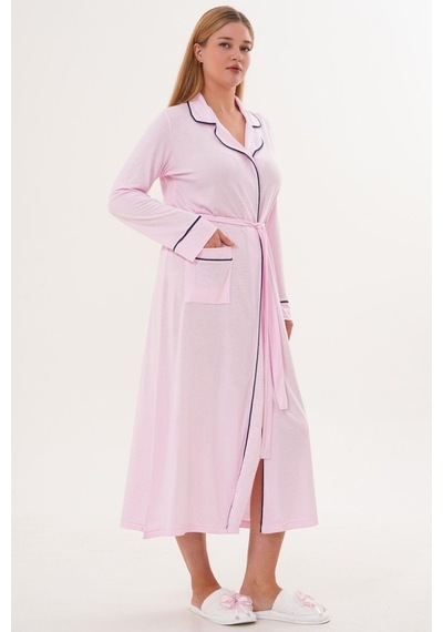Mecit Pijama Mecit 6309 Pembe Kadın Uzun Sabahlık