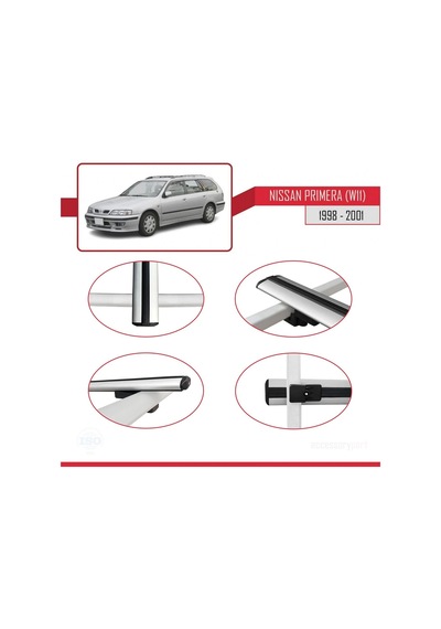 Nissan Primera W11 1998-2001 Arası İle Uyumlu Basic Model Ara Atkı Tavan Barı Gri 3 Adet
