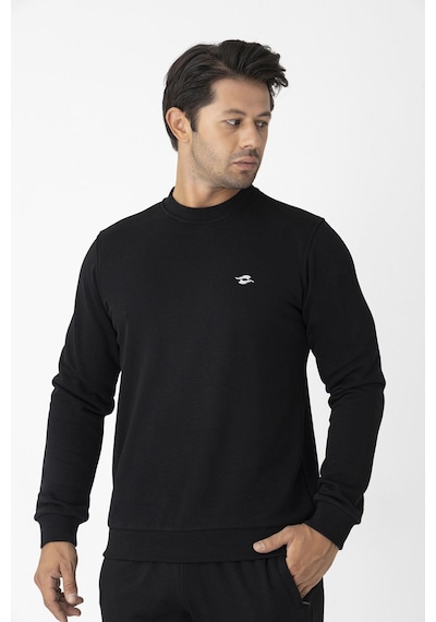 Crozwise Erkek Pamuklu Kışlık Spor Sweatshirt Siyah