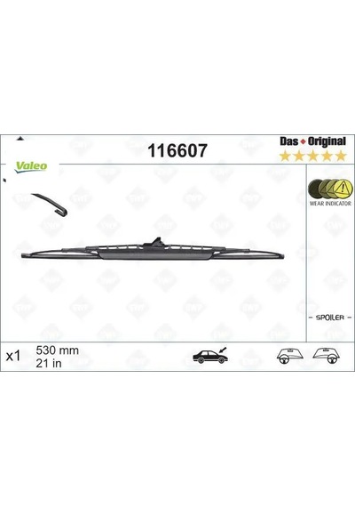 Silecek Swf 53cm X1 Spoilerli Golf Iıı Iv A3-a4-3-golf 3-passat Inca Ibıza Leon Avensıs Valeo 31276592/ 274381/ 274384