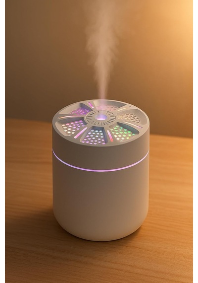 Busstier Led Işıklı Mini Aroma Difüzör Beyaz Usb Hava Nemlendirici Sessiz Çalışan Taşınabilir Nem Makinesi Mas