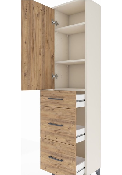 Arges Dolap 3 Raflı 3 Çekmeceli Tek Kapaklı 44x30x182 Aytaşı-çam Aytaşı