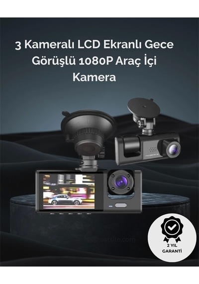 1. 3 Kameralı Full Hd Araç Kamerası Ön, İç Ve Arka Görüş İle %100 Kapsama