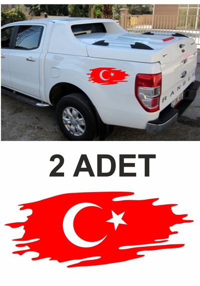 Yırtıklı Tırtıklı Türk Bayrağı, Ayyıldız, Araba Oto Motosiklet Karavan Sticker 02516 20x8 Cm
