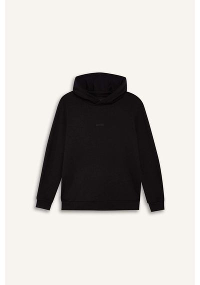 DeFactoFit Standart Fit Kapüşonlu Skuba Dalgıç Kumaş Sporcu Sweatshirt D7364AX25SPBK81