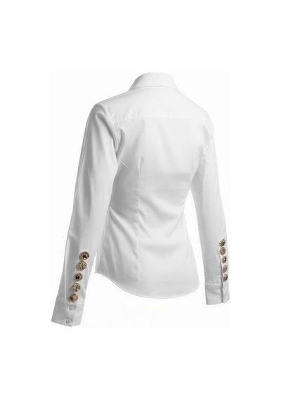 Miss Poem Kadın Beyaz Slim Fit Kol Düğme Detaylı Gömlek Beyaz