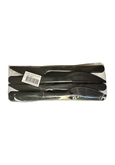 Siyah Plastik Bıçak - Parti Davet Piknik Yemek Bıçağı - 18 Cm. - 100'lü 5 Paket Siyah